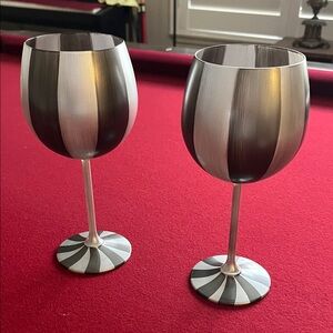 Neiman Marcus Black and Silver Wine Goblets